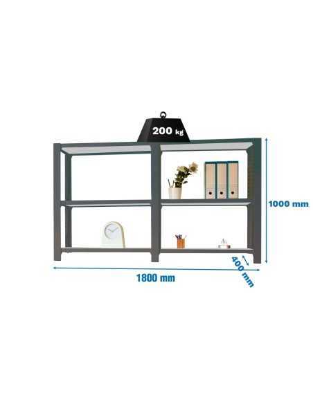 Estantería OFFICLICK 3/400 metal i+a antracita/galva