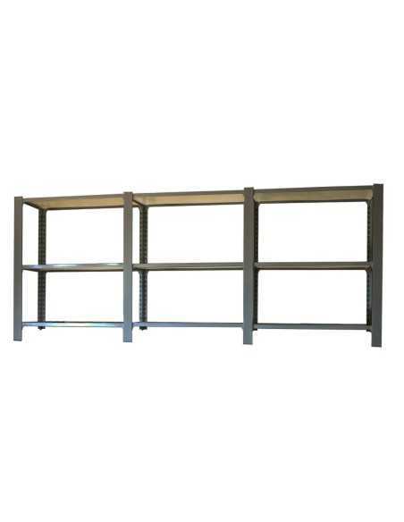 Estantería OFFICLICK 3/400 wood i+a+a antracita/blanco