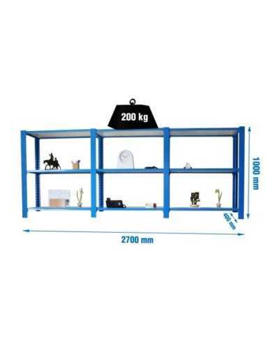 Estantería SIMONRACK Pack officlick 3/400 wood i+a+a azul/blanco | Estantería metálica SimonRack para cargas de 300 kg
