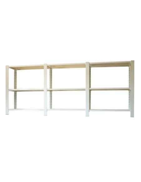 Estantería SIMONRACK Pack officlick 3/400 wood i+a+a blanco/blanco | Estantería metálica SimonRack para cargas de 300 kg