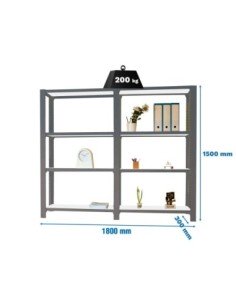 Estantería OFFICLICK 4/300 metal i+a antracita/blanco