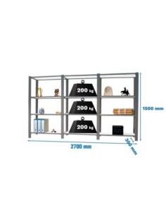 Estantería OFFICLICK 4/300 metal i+a+a antracita/blanco