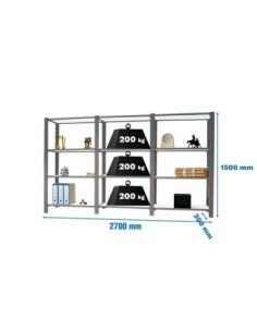 Estantería OFFICLICK 4/300 metal i+a+a antracita/blanco