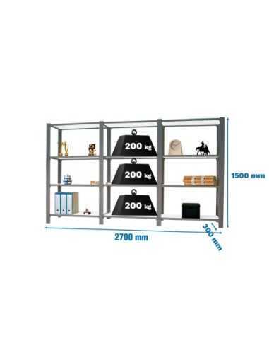 Estantería OFFICLICK 4/300 metal i+a+a antracita/blanco