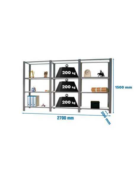 Estantería OFFICLICK 4/300 metal i+a+a antracita/blanco