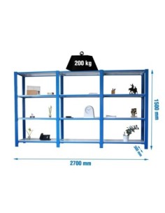 Estantería SIMONRACK Pack officlick 4/300 metal i+a+a azul/blanco | Estantería metálica SimonRack para cargas de 300 kg
