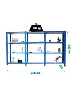 Estantería SIMONRACK Pack officlick 4/300 metal i+a+a azul/blanco | Estantería metálica SimonRack para cargas de 300 kg