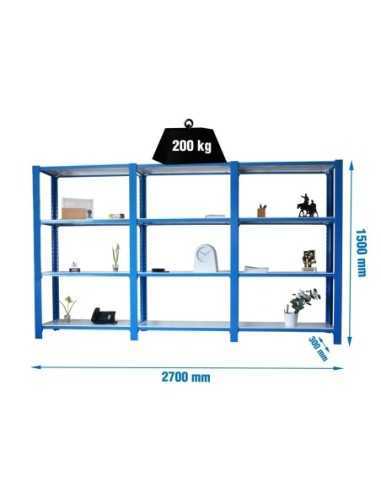 Estantería SIMONRACK Pack officlick 4/300 metal i+a+a azul/blanco | Estantería metálica SimonRack para cargas de 300 kg