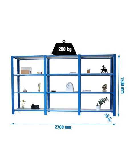 Estantería SIMONRACK Pack officlick 4/300 metal i+a+a azul/blanco | Estantería metálica SimonRack para cargas de 300 kg