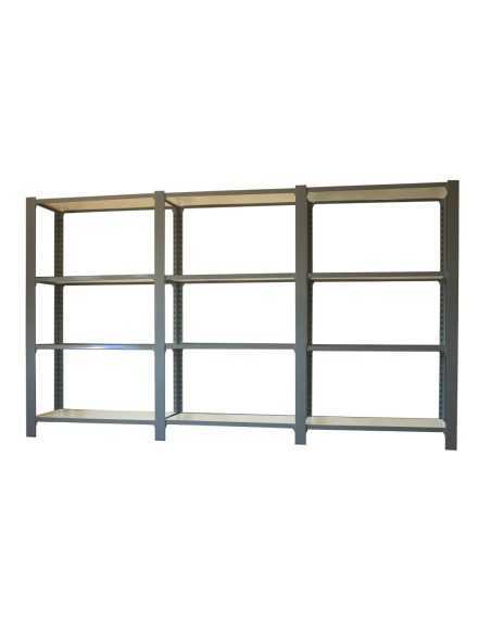 Estantería OFFICLICK 4/300 wood i+a+a antracita/blanco