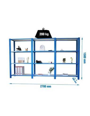 Estantería SIMONRACK Pack officlick 4/300 wood i+a+a azul/blanco | Estantería metálica SimonRack para cargas de 300 kg