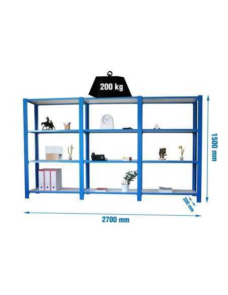 Estantería SIMONRACK Pack officlick 4/300 wood i+a+a azul/blanco | Estantería metálica SimonRack para cargas de 300 kg