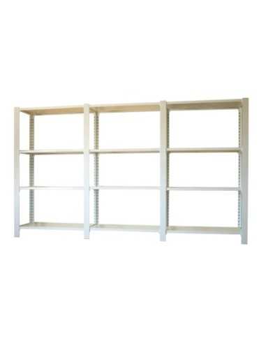 Estantería SIMONRACK Pack officlick 4/300 wood i+a+a blanco/blanco | Estantería metálica SimonRack para cargas de 300 kg