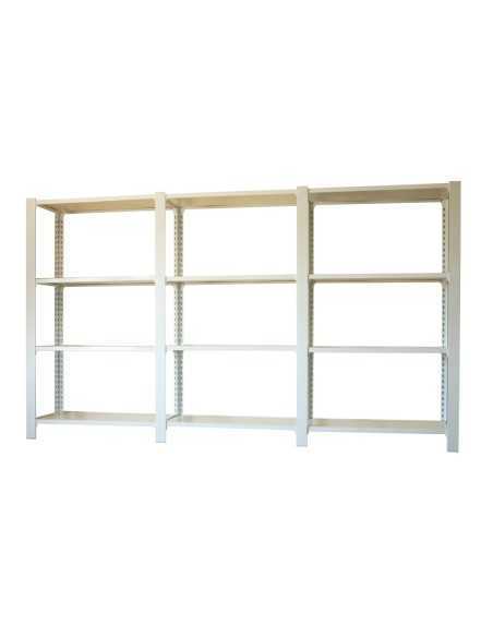 Estantería SIMONRACK Pack officlick 4/300 wood i+a+a blanco/blanco | Estantería metálica SimonRack para cargas de 300 kg