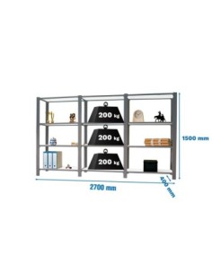 Estantería OFFICLICK 4/400 metal i+a+a antracita/blanco
