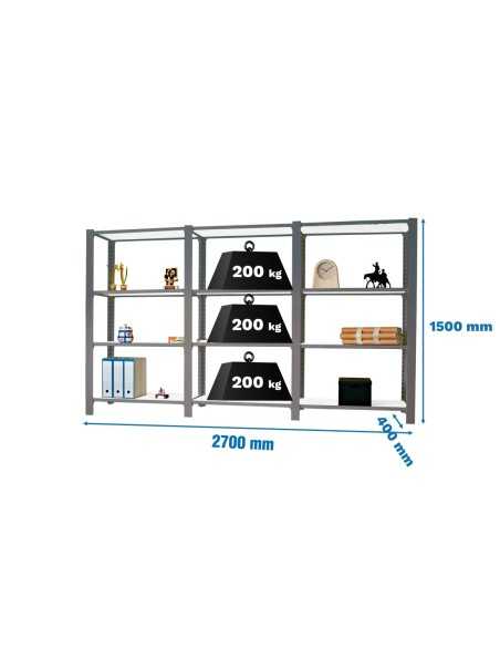 Estantería OFFICLICK 4/400 metal i+a+a antracita/blanco