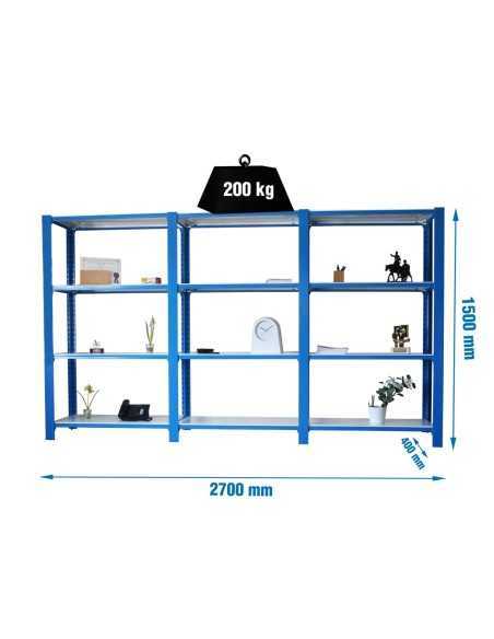 Estantería SIMONRACK Pack officlick 4/400 metal i+a+a azul/blanco | Estantería metálica SimonRack para cargas de 300 kg