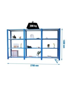 Estantería SIMONRACK Pack officlick 4/400 wood i+a+a azul/blanco | Estantería metálica SimonRack para cargas de 300 kg