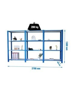 Estantería SIMONRACK Pack officlick 4/400 wood i+a+a azul/blanco | Estantería metálica SimonRack para cargas de 300 kg