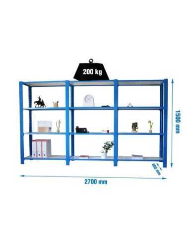Estantería SIMONRACK Pack officlick 4/400 wood i+a+a azul/blanco | Estantería metálica SimonRack para cargas de 300 kg