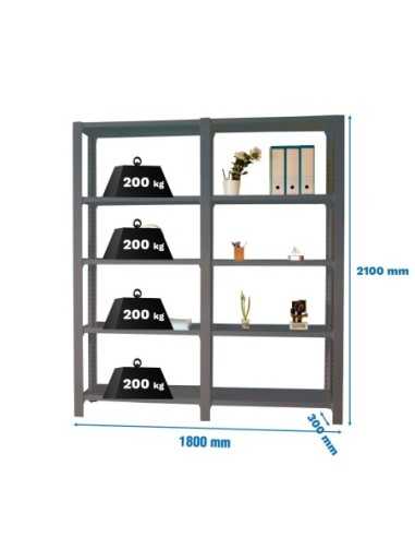 Estantería OFFICLICK 5/300 metal i+a antracita/antracita