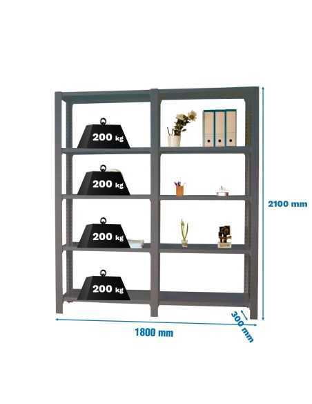 Estantería OFFICLICK 5/300 metal i+a antracita/antracita