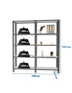 Estantería OFFICLICK 5/300 metal i+a antracita/galva