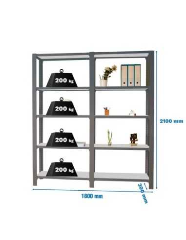 Estantería OFFICLICK 5/300 metal i+a antracita/galva
