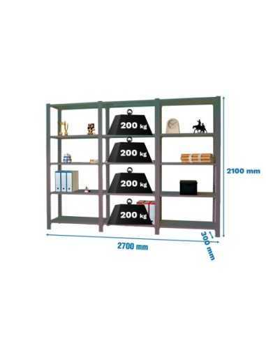 Estantería OFFICLICK 5/300 metal i+a+a antracita/antraci
