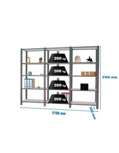 Estantería OFFICLICK 5/300 metal i+a+a antracita/blanco