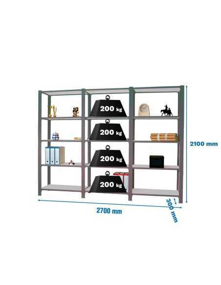 Estantería OFFICLICK 5/300 metal i+a+a antracita/blanco