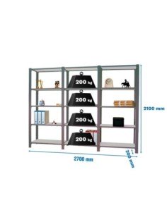 Estantería OFFICLICK 5/300 metal i+a+a antracita/galva