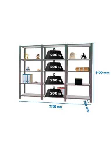 Estantería OFFICLICK 5/300 metal i+a+a antracita/galva