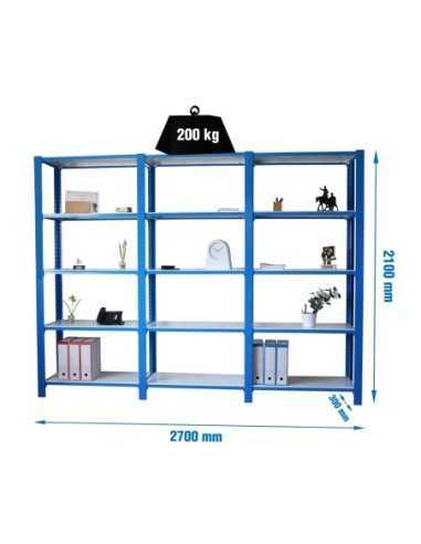 Estantería SIMONRACK Pack officlick 5/300 metal i+a+a azul/blanco | Estantería metálica SimonRack para cargas de 300 kg