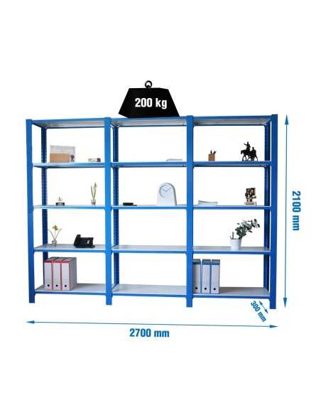 Estantería SIMONRACK Pack officlick 5/300 metal i+a+a azul/blanco | Estantería metálica SimonRack para cargas de 300 kg