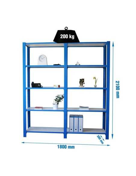 Estantería SIMONRACK Pack officlick 5/300 wood i+a azul/blanco | Estantería metálica SimonRack para cargas de 300 kg