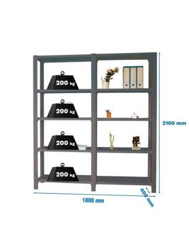 Estantería OFFICLICK 5/400 metal i+a antracita/antracita