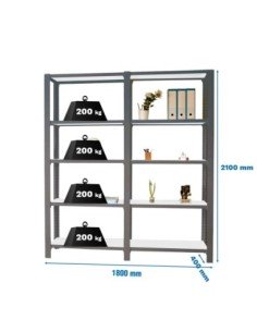 Estantería OFFICLICK 5/400 metal i+a antracita/blanco