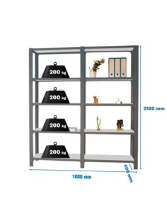 Estantería OFFICLICK 5/400 metal i+a antracita/galva