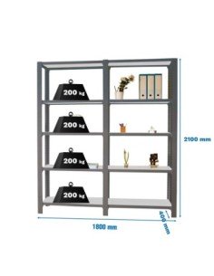 Estantería OFFICLICK 5/400 metal i+a antracita/galva