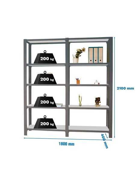 Estantería OFFICLICK 5/400 metal i+a antracita/galva