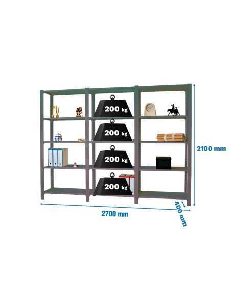 Estantería OFFICLICK 5/400 metal i+a+a antracita/antraci