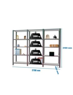 Estantería OFFICLICK 5/400 metal i+a+a antracita/blanco