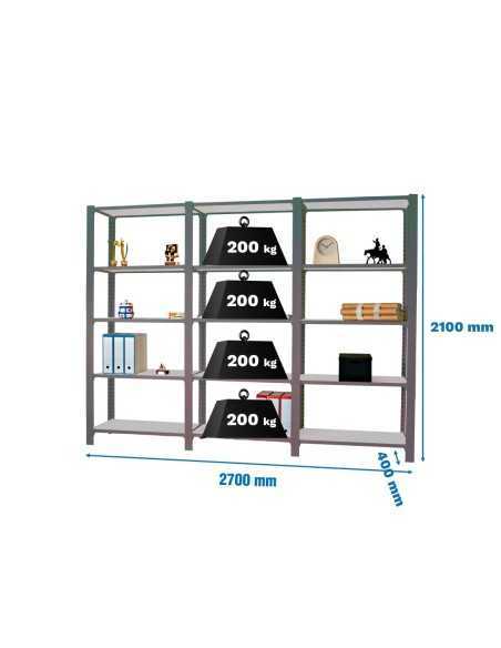 Estantería OFFICLICK 5/400 metal i+a+a antracita/blanco