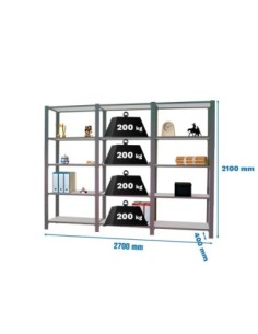 Estantería OFFICLICK 5/400 metal i+a+a antracita/galva