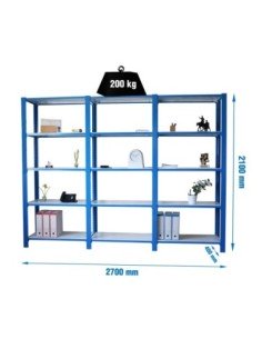 Estantería SIMONRACK Pack officlick 5/400 metal i+a+a azul/blanco | Estantería metálica SimonRack para cargas de 300 kg