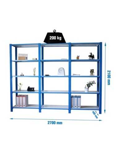 Estantería SIMONRACK Pack officlick 5/400 metal i+a+a azul/blanco | Estantería metálica SimonRack para cargas de 300 kg