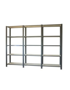 Estantería OFFICLICK 5/400 wood i+a+a antracita/blanco