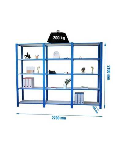 Estantería SIMONRACK Pack officlick 5/400 wood i+a+a azul/blanco | Estantería metálica SimonRack para cargas de 300 kg