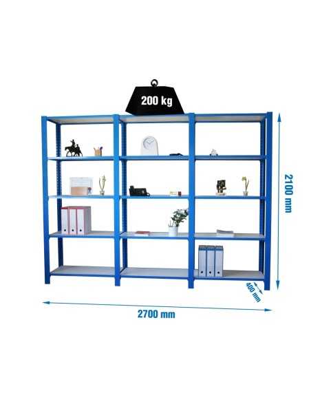 Estantería SIMONRACK Pack officlick 5/400 wood i+a+a azul/blanco | Estantería metálica SimonRack para cargas de 300 kg